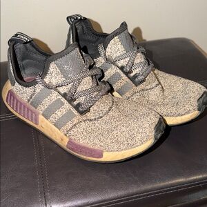 adidas Knit Runners in Gray with Purple Accent